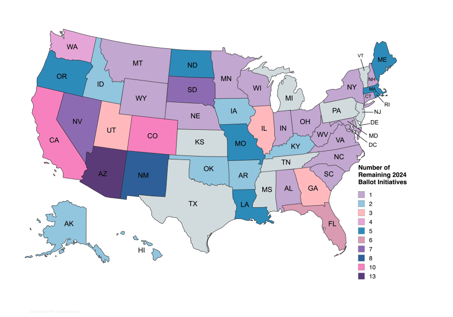 As of August 21, there are 140 measures remaining on statewide ballots in 2024.