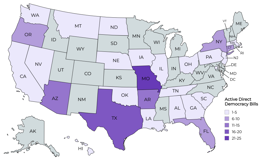 As of April 11, BISC is tracking 151 active pieces of legislation related to direct democracy in 28 states and Washington D.C. So far, 36 bills had already passed in state houses.